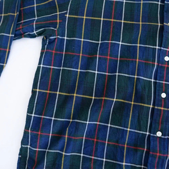 VTG 90'S Tommy Hilfiger Blue And Green Cross Pattern Cotton Button Down Shirt XL - Picture 9 of 10